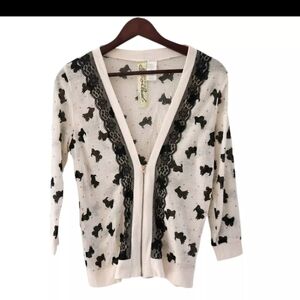 Live To Be Spoiled Womens Size M Scottie Dog Scottish Terrier Print Zip Up Top